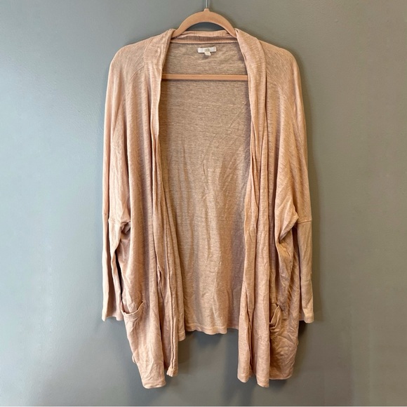 Lunya Cardigan Solid Pastel Pink 100% Linen Open Front Knit One Size O/S EUC - Picture 1 of 8